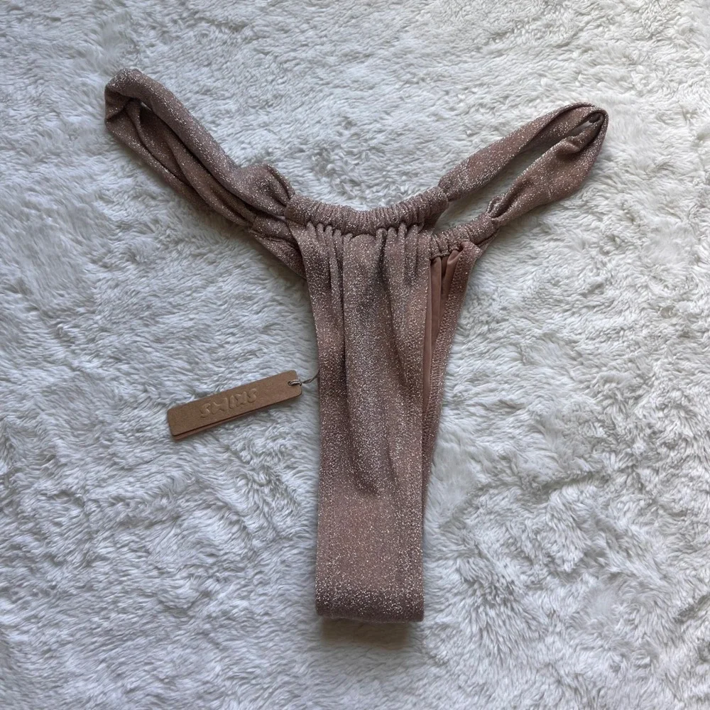 SKIMS Metallic Swim Thong Bikini Bottom Copper Bronze SW-TAN-0107 Size 2X NWT